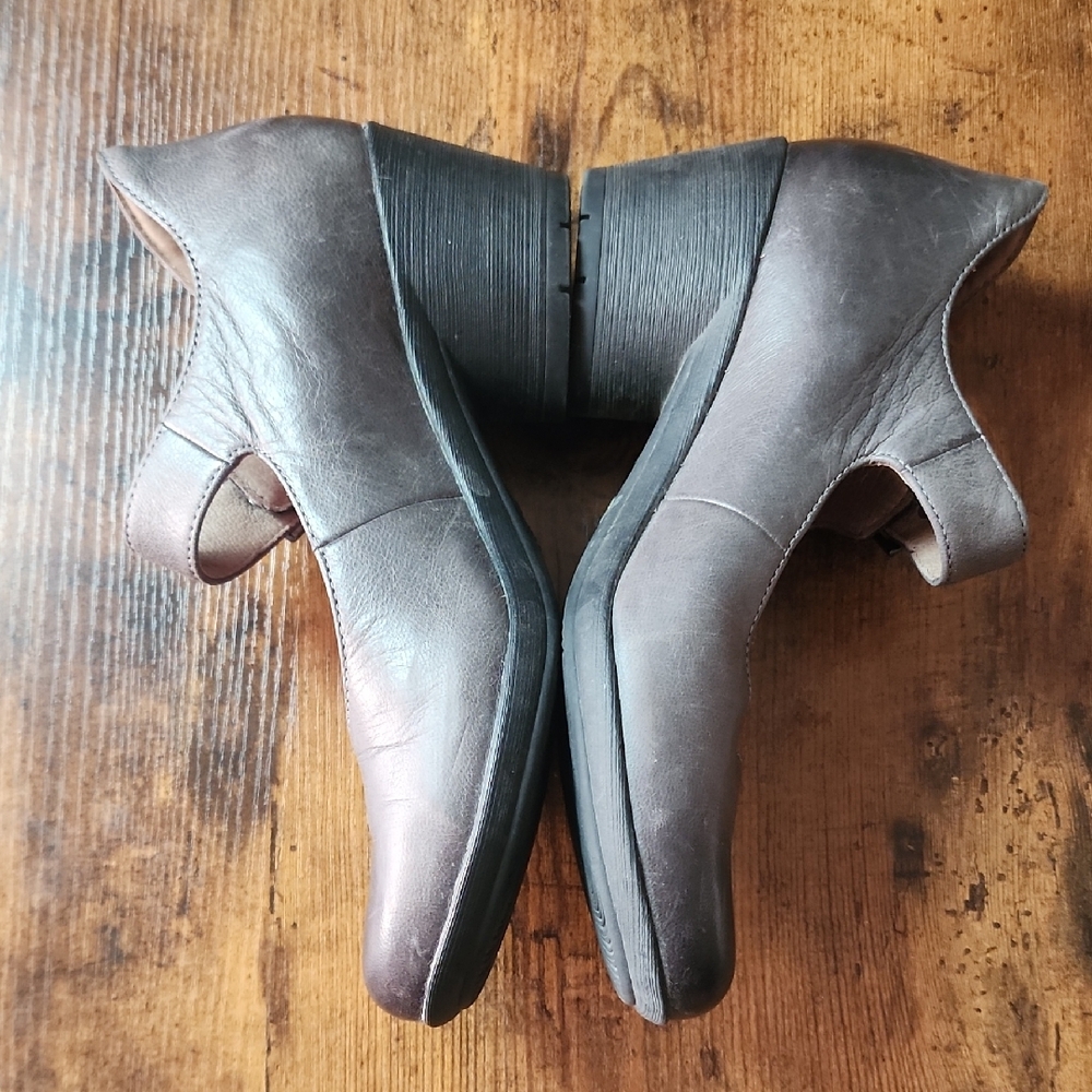 DANSKO | Gray Leather Roxanne Mary Jane Wedge Pumps Clogs Heels Shoes | 6.5 - Picture 4 of 12